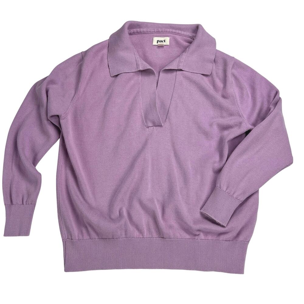 Pact Split Neck Collared Polo Sweater Organic Cot… - image 1